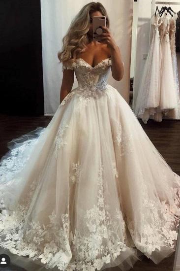 Gorgeous Off-the-Shoulder Tulle Lace Wedding Dress Princess Irene Applique Wedding Dress_1