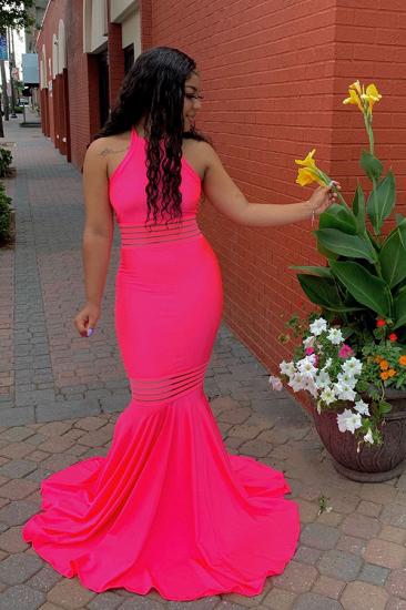 Simple Sleeveless Floor Length Pink Mermaid Prom Dresses_2