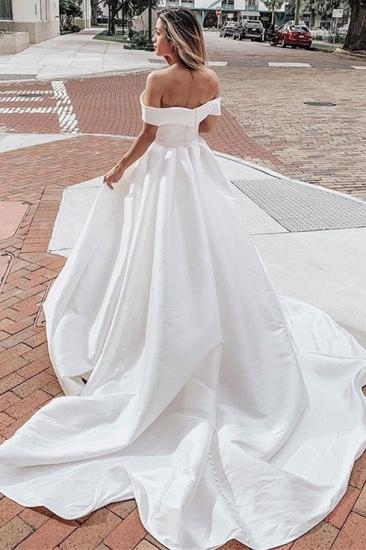 V-neck Off-the-shoulder Graceful A-line Wedding Dress With-belt_1