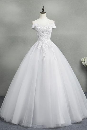 TsClothzone Stunning Off-the-Shoulder Sweetheart Wedding Dresses Short Sleeves Lace Appliques Bridal Gowns On Sale