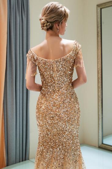 Elegante Meerjungfrau A-Linie Abendkleider | Schulterfrei V-Ausschnitt Bodenlangen Pailletten Abendkleider_13