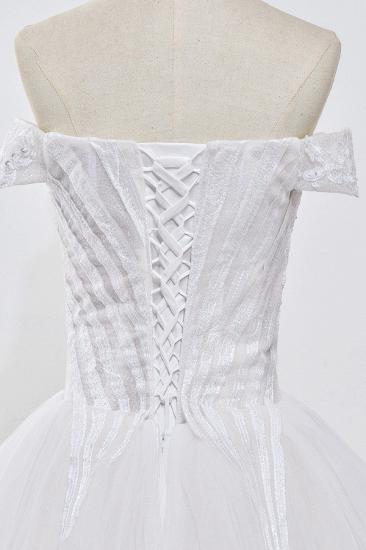 TsClothzone Atemberaubendes schulterfreies Ballkleid Weißes Tüll-Hochzeitskleid Herzausschnitt Ärmellose Perlenstickerei Brautkleider Online_7
