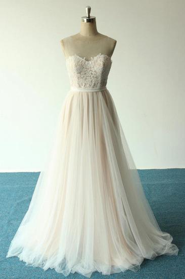 Affordable Jewel Sleeveless A-line Wedding Dress | Tulle Lace Bridal Gowns_1
