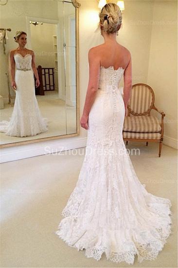 Beautiful Sweetheart White Lace Wedding Dress Popular Crystal Long Bridal Gown for Women_2