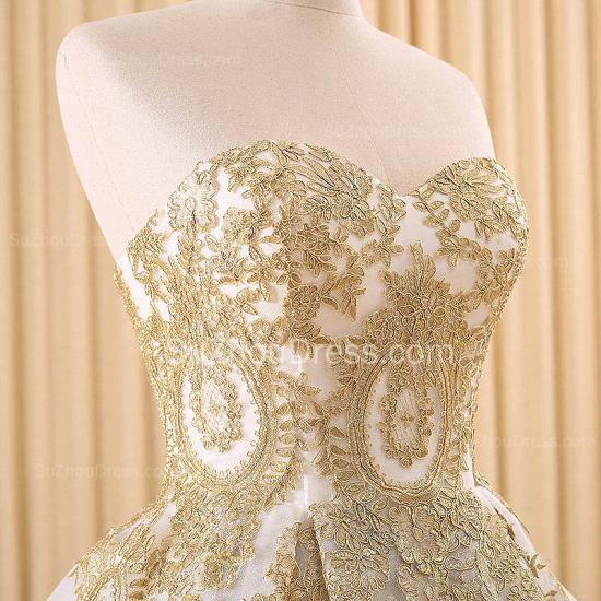 Vintage Swwetheart Gold Lace Ball Gown Wedding Dress White Tulle Latest Formal Long Bridal Gowns_4