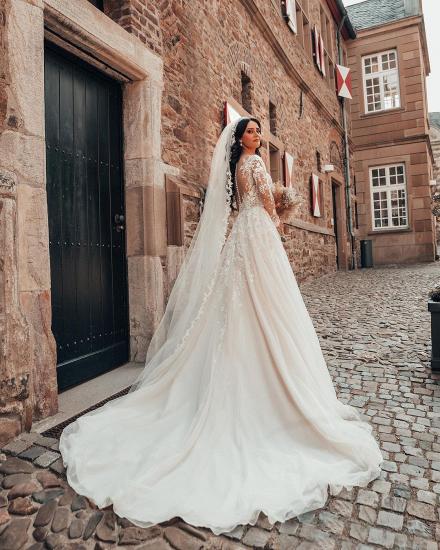 Gorgeous Long Sleeves White Wedding Gown Bridal Dress_2