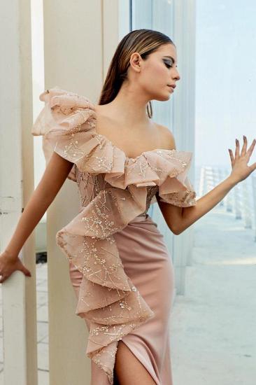 Modern evening dress long pink | Lace prom dresses_3