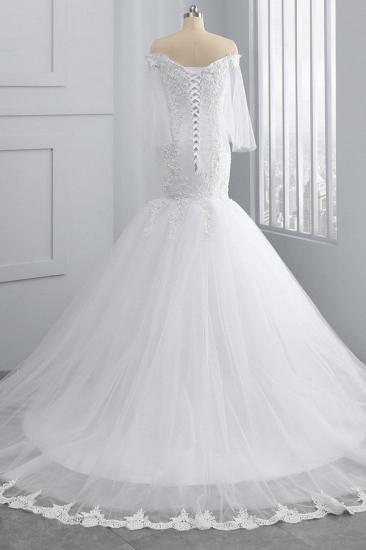 TsClothzone Gorgeous Off-the-Shoulder Sweetheart Tulle Wedding Dress White Mermaid Lace Appliques Bridal Gowns Online_3