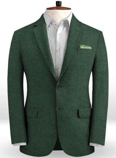 Classic solemn dark green two-piece linen suit_2