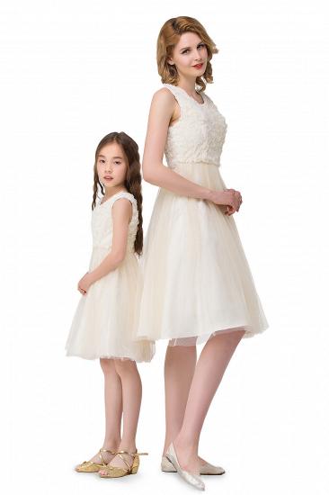 HEIDI| A-line Knee Length Tulle Jewel Sleeveless Lace Mother Daughter Dresses_3