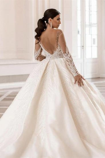 Luxuriöses langärmliges Brautkleid in A-Linie_2