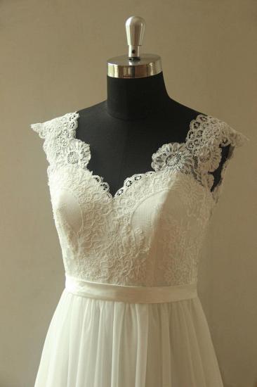 Glamorous White Straps Appliques Wedding Dress | Sleeveless V-neck Chiffon Bridal Gowns_4
