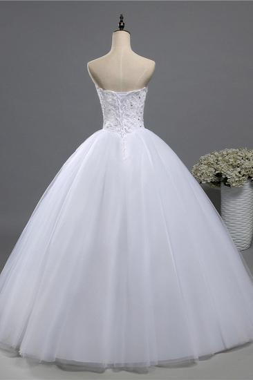 TsClothzone Chic Strapless Sweetheart Tulle Lace Wedding Dresses Sleeveless Appliques Bridal Gowns with Beadings_3
