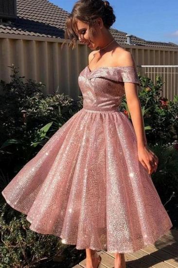 Süßes schulterfreies kurzes Partykleid mit glänzenden Pailletten Aline Midi Kleid für den täglichen Gebrauch