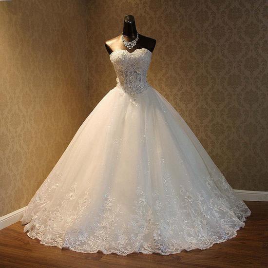 TsClothzone Elegant Strapless Tulle Ball Gown Wedding Dress Appliques Sequined Sweetheart Bridal Gowns On Sale_4