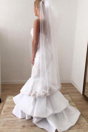 Sexy Sweetheart White Lace Appliques Mermaid Ruffles Long Wedding Dress_2