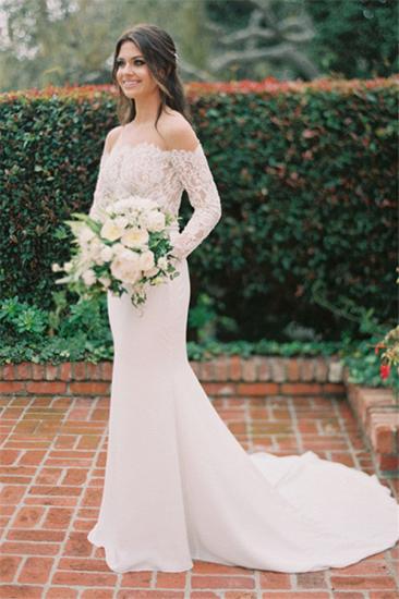 Elegant Lace Long Sleeves Mermaid Sheer Tulle Wedding Bridal Gowns_3
