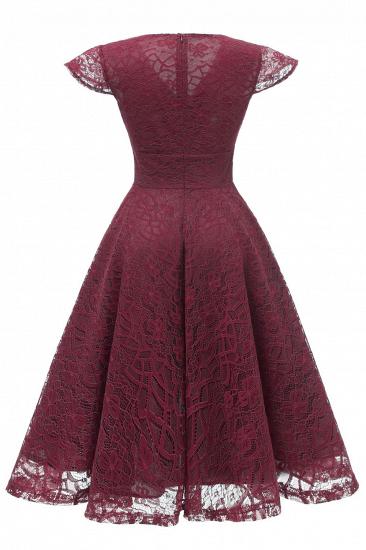 Retro Lace Cap Sleeves Dress Elegant Cocktail Party V-neck A Line Vintage Dress_12