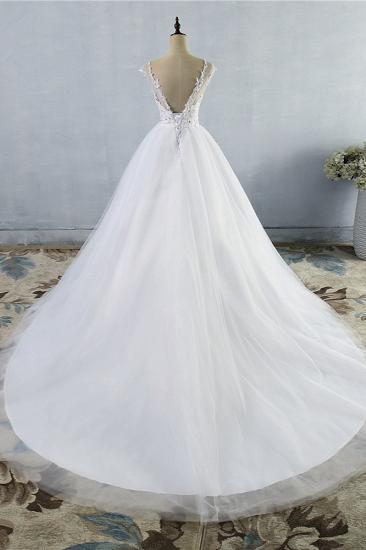 TsClothzone Elegant Jewel Tulles Lace Wedding Dress Sleeveless Appliques Beadings Bridal Gowns Online_3
