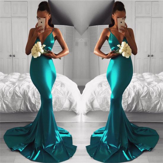 V-neck Mermaid Spaghetti Straps Evening Gown Sleeveless 2022 Long Formal Dress_3