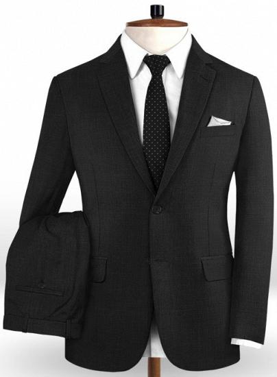 Freizeitanzug mit fallendem Revers aus schwarzer, anthrazitfarbener Wolle | zweiteiliger Anzug_1