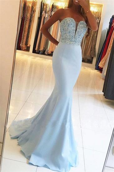 Baby Blue Mermaid Open Back Prom Dresses Sexy 2022 Beads Sequins Formal Evening Dresses