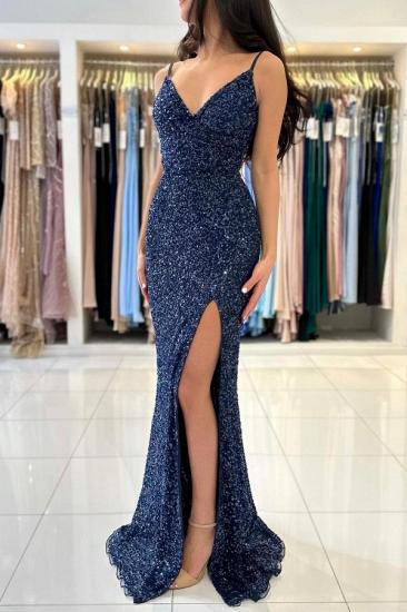 Dark Blue Long Glitter Evening Dresses | Prom dresses cheap_2