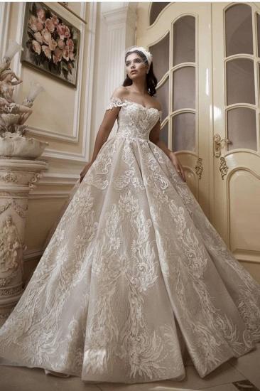Off Shoulder Floral Lace Princess Bridal Gown Sweetheart_1