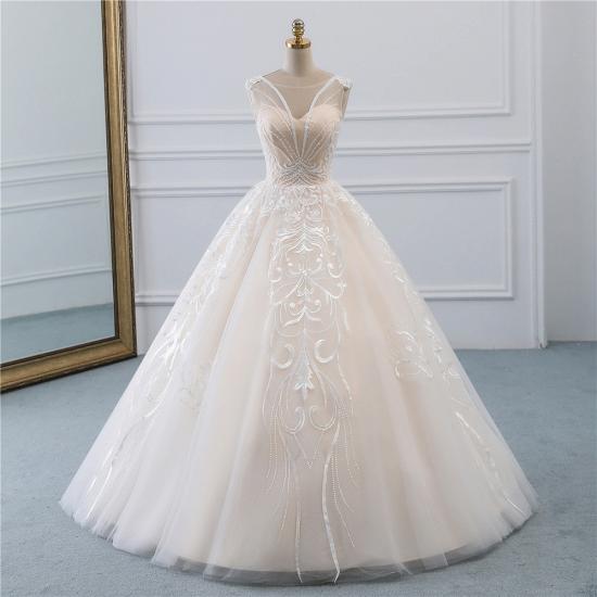 TsClothzone Glamorous Sleeveless Jewel Pink Brautkleider Tüll Rüschen Brautkleider mit Applikationen Online_8
