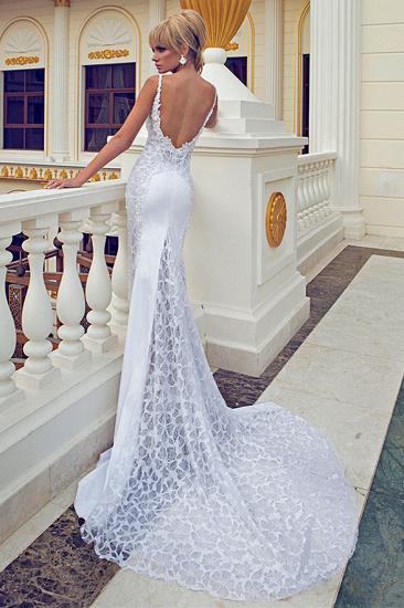 Spaghetti Straps Mermaid Lace Wedding Dresses 2022 Open Back Court Train Bridal Gowns_2