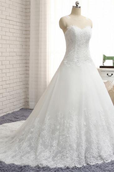 TsClothzone Glamorous Straps Jewel Ärmellose Brautkleider A-Linie weiße Tüll-Brautkleider mit Applikationen im Angebot_4