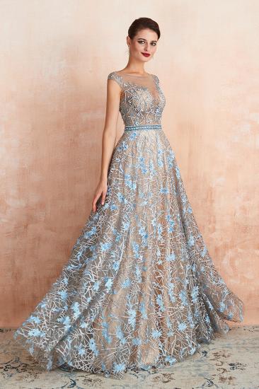 Celandine | Expensive Cap Sleeve See-through Prom Dress with Sky Blue Appliques, Unique Luxury Design Long Evening Dress Online_6
