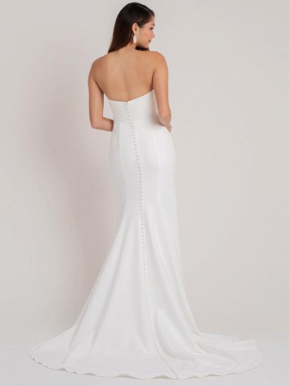 Strapless White Satin Mermaid Backless Wedding Dresses Long_3