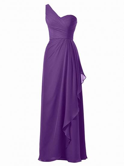 One Shoulder Asymmetrical Chiffon Purple Bridesmaid Dress_1