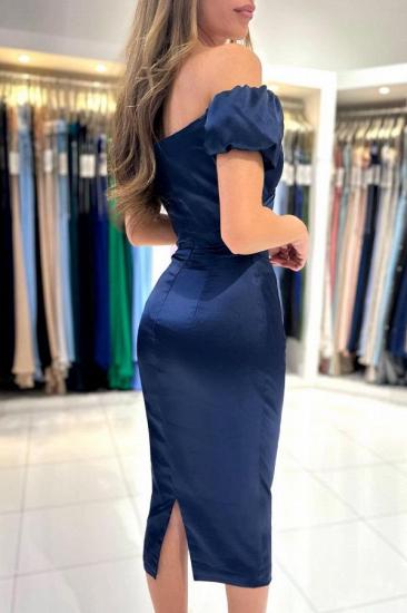 Simple evening dresses short | Navy blue prom dresses_3