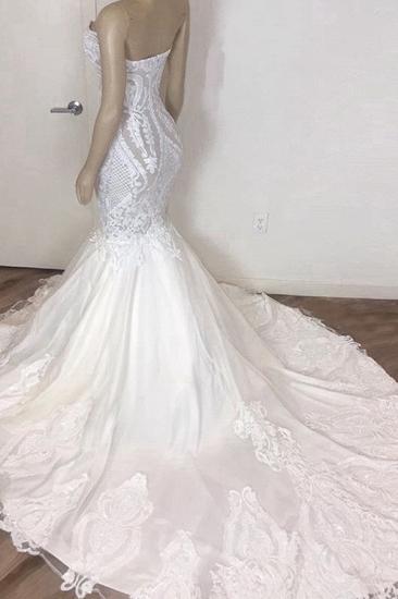 Stunning Strapless Mermaid White Beach Wedding Dress | Sexy Low Back Bridal Gowns on Sale_3