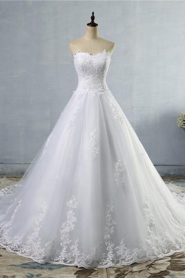 TsClothzone Stilvolles, trägerloses, herzförmiges A-Linie-Hochzeitskleid, ärmellose Applikationen, Brautkleider online_1
