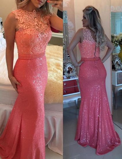 2022 Elegant Sequined Lace Evening Dresses | Sleeveless Sheath Prom Dresses with Beaings_1