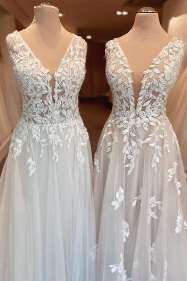 Sheath dresses wedding dresses with lace | Wedding dresses V neckline_4