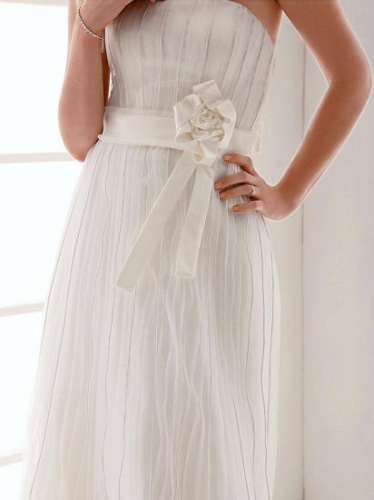 Elegant Sheath Wedding Dresses Strapless Organza Sleeveless Bridal Gowns On Sale_6