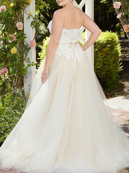 A-Line Wedding Dress Sweetheart Tulle Sleeveless Country Bridal Gowns in Color Court Train_5