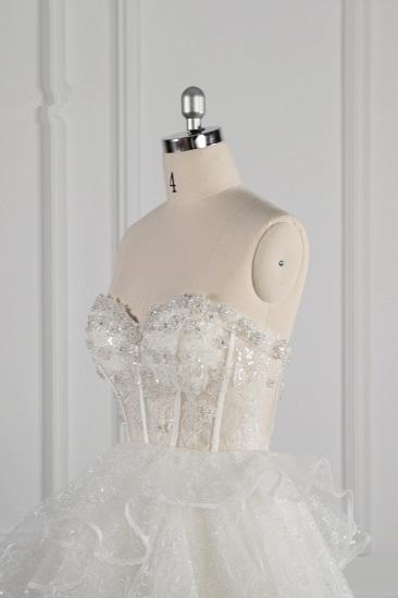 TsClothzone Glamouröses Ballkleid Trägerloses Hochzeitskleid Paillettenschichten Tüll Brautkleider im Angebot_6