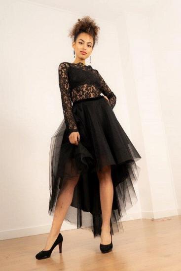 Sexy Long Sleeves Tulle Lace Hi-lo Party Dress