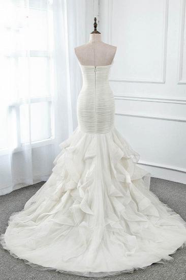 TsClothzone Chic Strapless Sweetheart Ivory Wedding Dresses Ruffles Tulle Sleeveless Bridal Gowns with Feather_3
