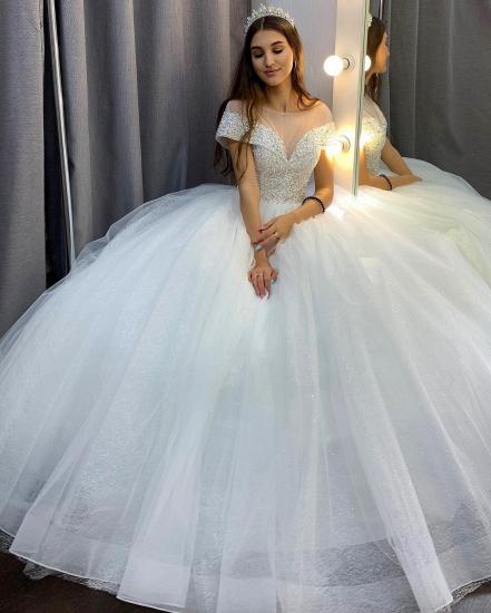 Wunderschönes schulterfreies Brautkleid mit Kristallen Tüll Prinzessin_2