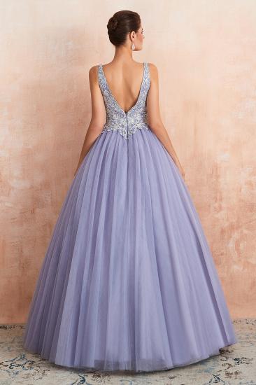 Cerelia | Elegant Princess V-neck Ball gown Lavender Prom Dress with Appliques, Deep V-neck Evening Gowns with Pleats_6