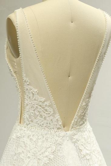 TsClothzone Sexy Tüll Brautkleid mit tiefem V-Ausschnitt, ärmellose Applikationen, Perlen, Brautkleider im Angebot_6