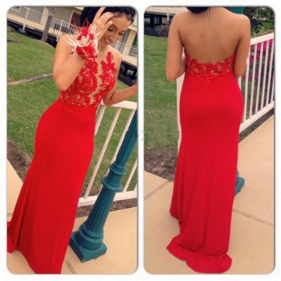 Latest 2022 Sexy Red Evening Dresses Backless Sheer Lace Prom Gowns_3