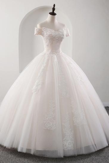 TsClothzone Gorgeous Off-the-shoulder Pink A-line Wedding Dresses Tulle Ruffles Bridal Gowns With Appliques Online_4