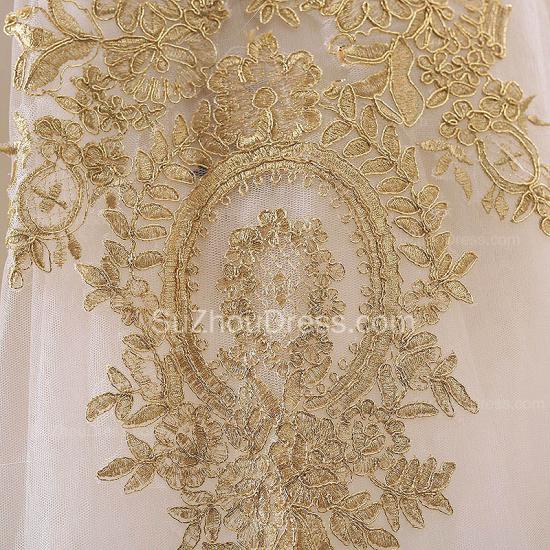 Vintage Swwetheart Gold Lace Ballkleid Brautkleid Weiß Tüll Neueste Formale Lange Brautkleider_5
